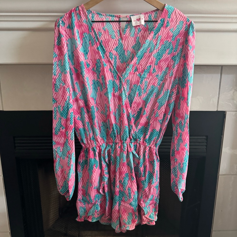 Buddy Love Pink & Aqua Blue Long Sleeve Romper Size M